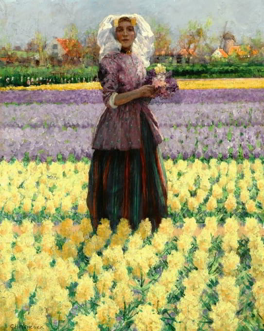 George Hitchcock - Woman in a Field of Hyacinths