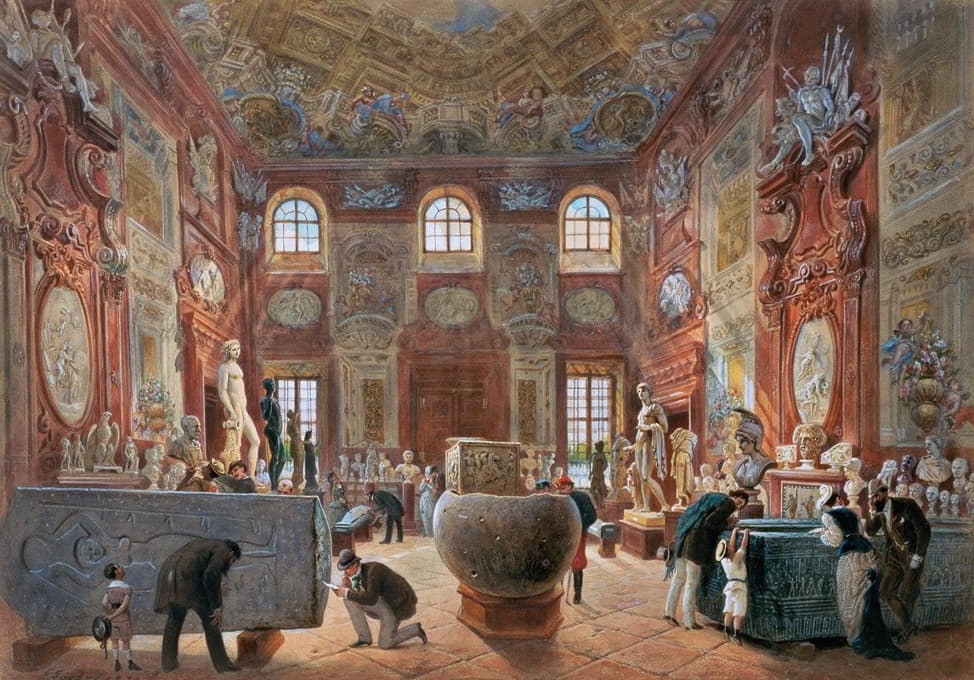 Carl Goebel the younger - Der große Marmorsaal des Unteren Belvederes mit den Skulpturen der Antikensammlung