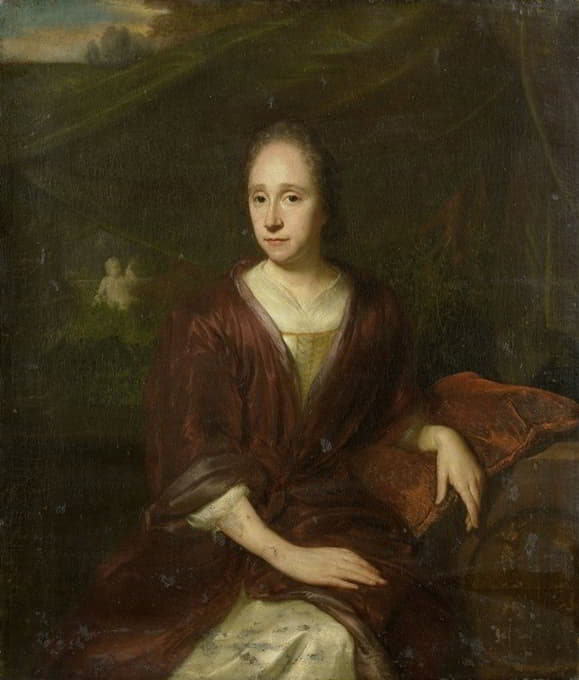 David van der Plas - Portrait of Margaretha Nelis (1652-17050, second wife of Casparus Commelin