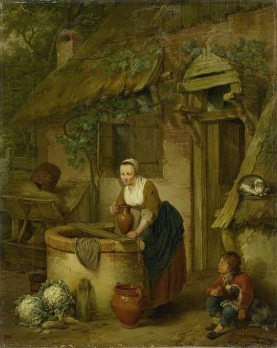 Jacobus Johannes Lauwers - Woman Drawing Water from a Well