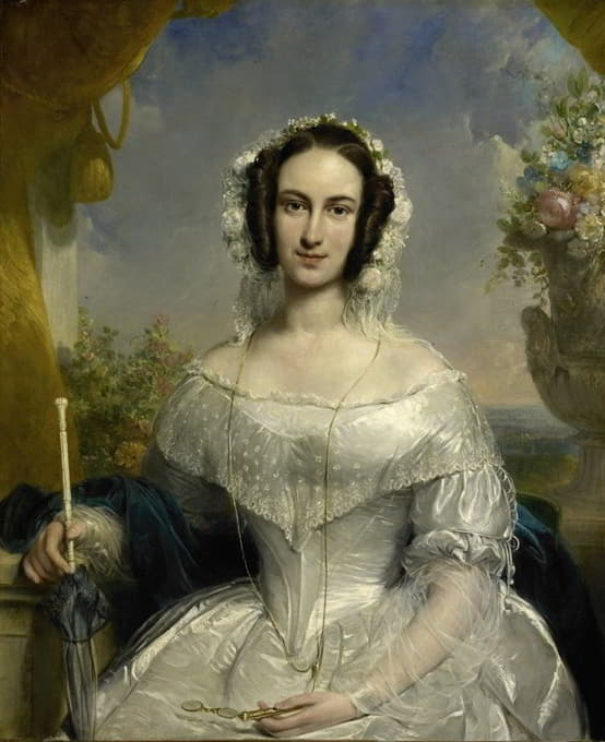 阿加莎·彼得罗内拉·哈特森（1814-78）。1841年3月17日，她穿着婚纱与扬·范德霍普结婚