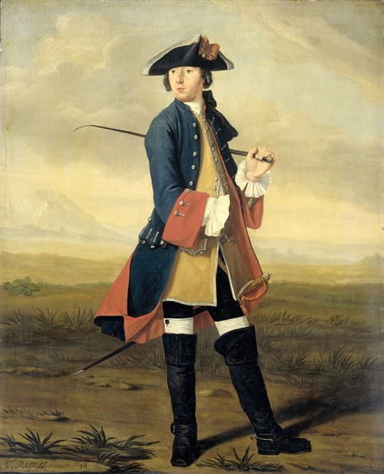 穿着龙骑兵制服的画家鲁道夫·巴克休伊森二世画像