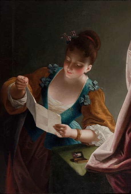 据劳克斯说，一个年轻的女人在读一封信