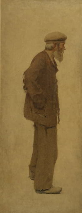 Fernand Pelez - La Bouchée de pain; vieil homme de profil, coiffé d’un béret, mains dans les poches
