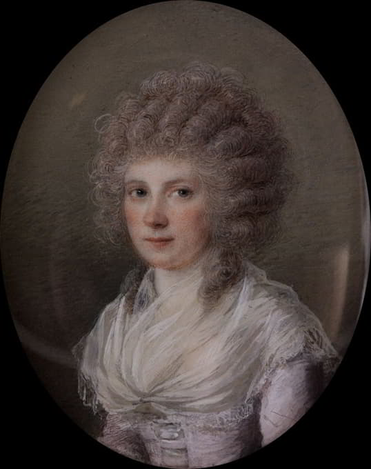 一位戴着卷发的年轻女子的肖像