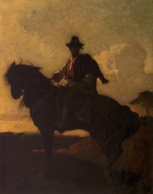 François-Nicolas Chifflart - Berger à cheval dans la campagne de Rome