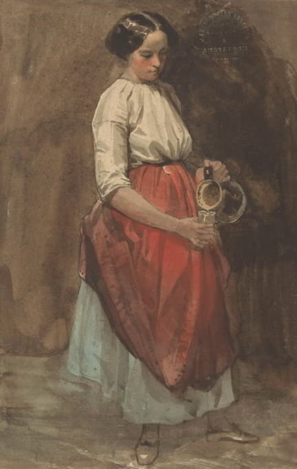 Josef Eduard Tetar van Elven - Staand meisje dat een glas inschenkt