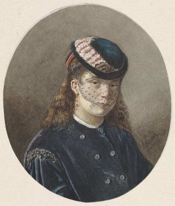 一位戴羊毛帽的年轻女子的肖像