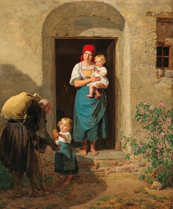 Ferdinand Georg Waldmüller - The Compassionate Child (The Beggar)