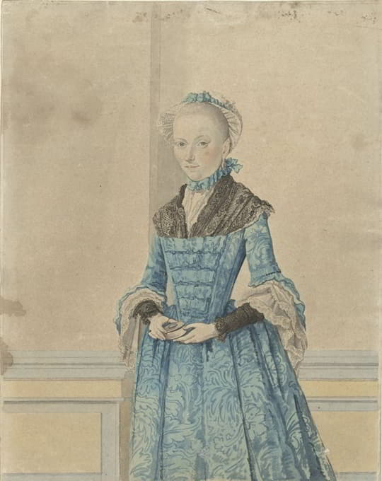 玛丽亚·凡·艾瑟尔迪克站在膝盖上的肖像