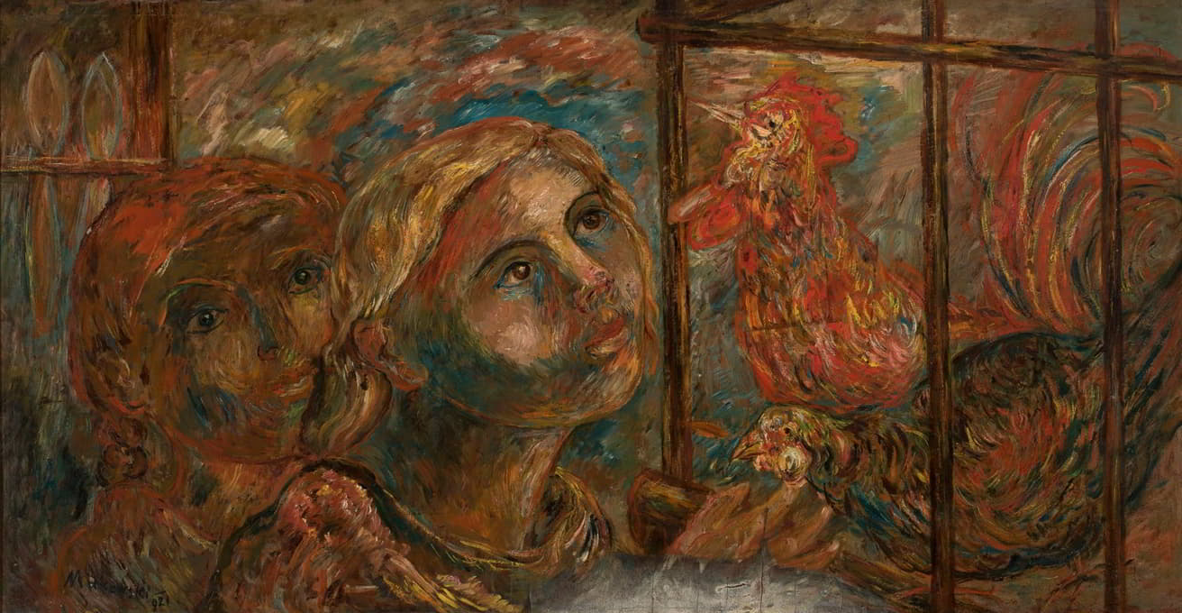 Tadeusz Makowski - Children and roosters