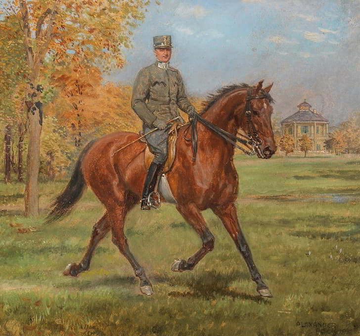 Alexander Pock - Soldat zu Pferd vor dem Lusthaus im Prater