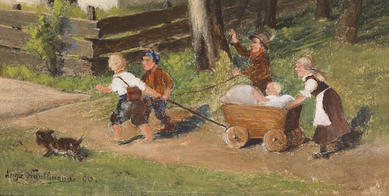 Hugo Kauffmann - Kinder mit Wagen