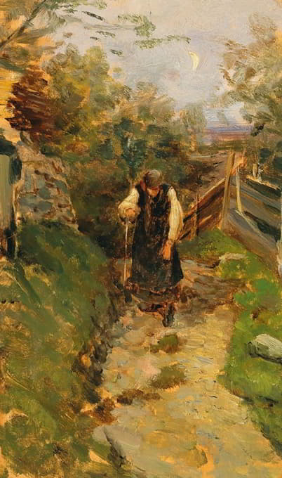 Olga Wisinger-Florian - Study of a peasant woman returning home