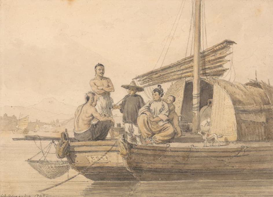 帆船上的渔民