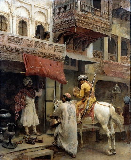 Edwin Lord Weeks - Street Scene in India