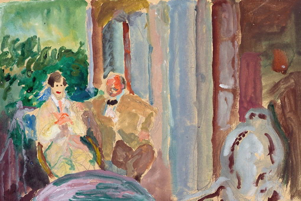 萨沙罗夫和雅夫伦斯基在日内瓦湖畔的圣普雷克斯的阳台上