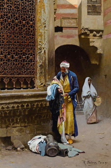 Raphael von Ambros - Merchant Before The Sabil Of Nafisa Al-bayda, Cairo