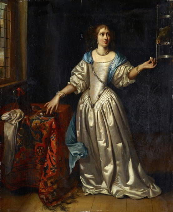 Reinier De La Haye - Lady With Parrot
