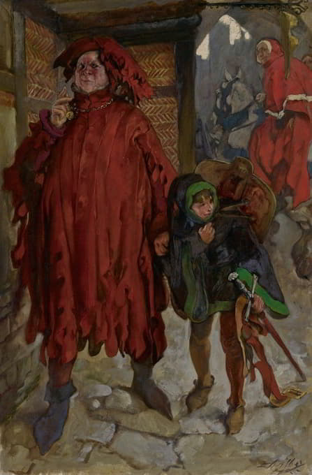 Edwin Austin Abbey - Sir John Falstaff with His Page, King Henry IV, Part II, Act I, Scene II