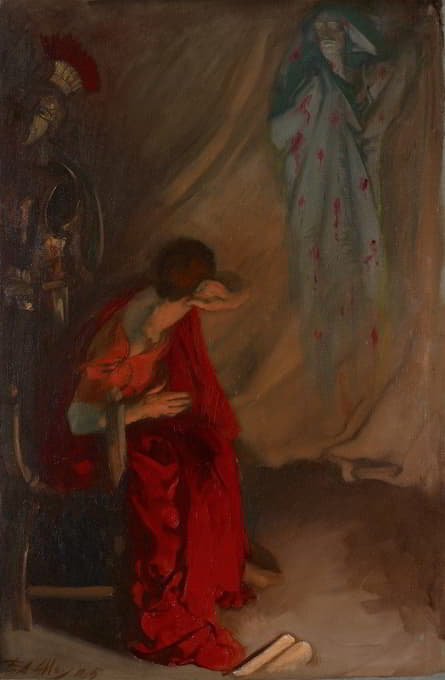 Edwin Austin Abbey - Within the Tent of Brutus; Enter the Ghost of Caesar, Julius Caesar, Act IV, Scene III