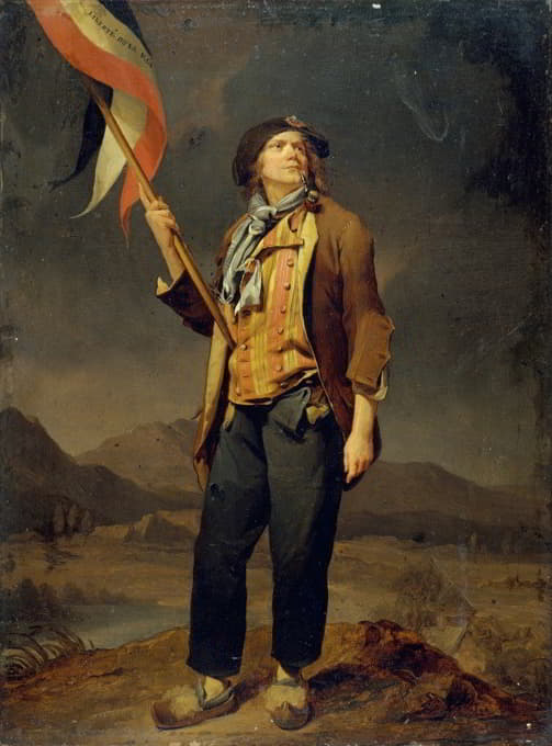1792年10月14日，歌手西蒙·切纳德（Simon Chenard，1758-1832）穿着无裤西装，在萨瓦自由日举着国旗的肖像