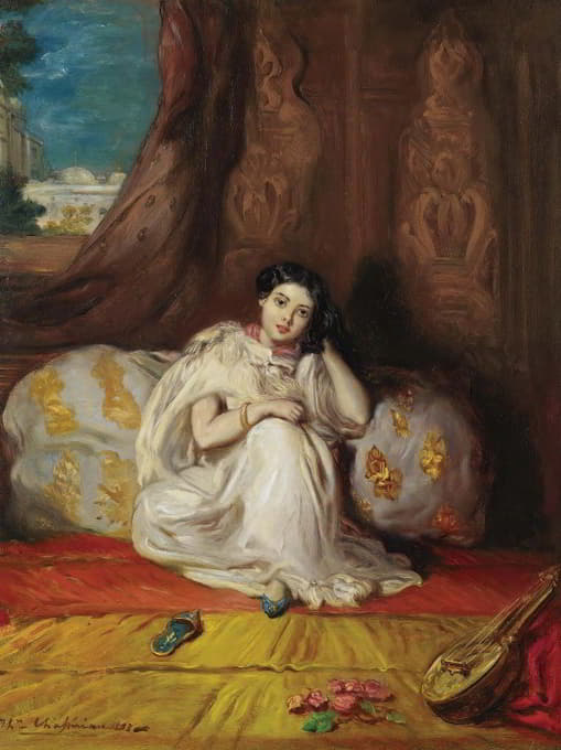 摩尔女孩，坐在富丽堂皇的室内（阿尔梅）