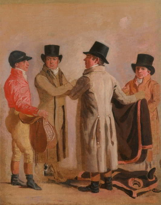 骑师弗兰克·巴克尔、饲养员约翰·瓦塞尔、教练罗伯特·罗布森和一个马童
