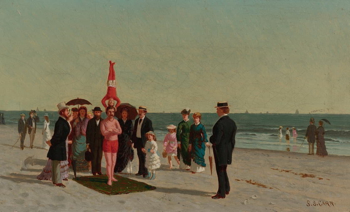 Samuel S. Carr - Beach Scene With Acrobats