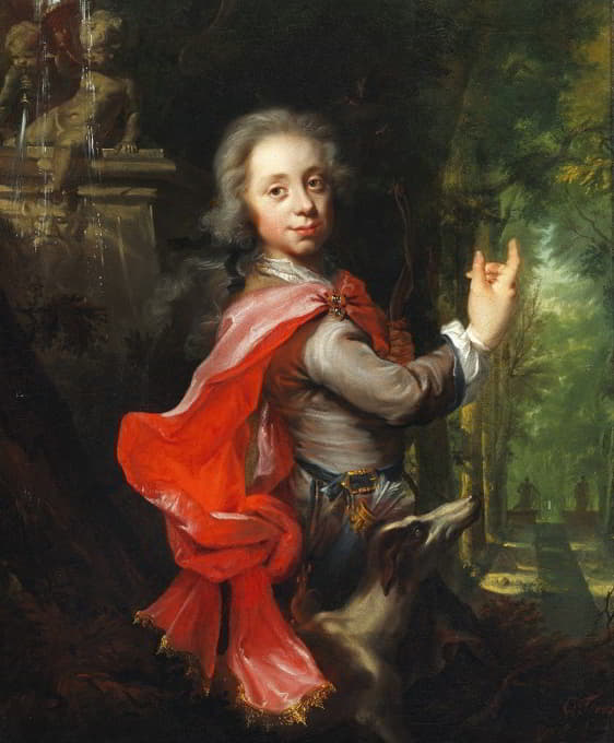 Cornelis Troost - Portræt af en dreng i en park