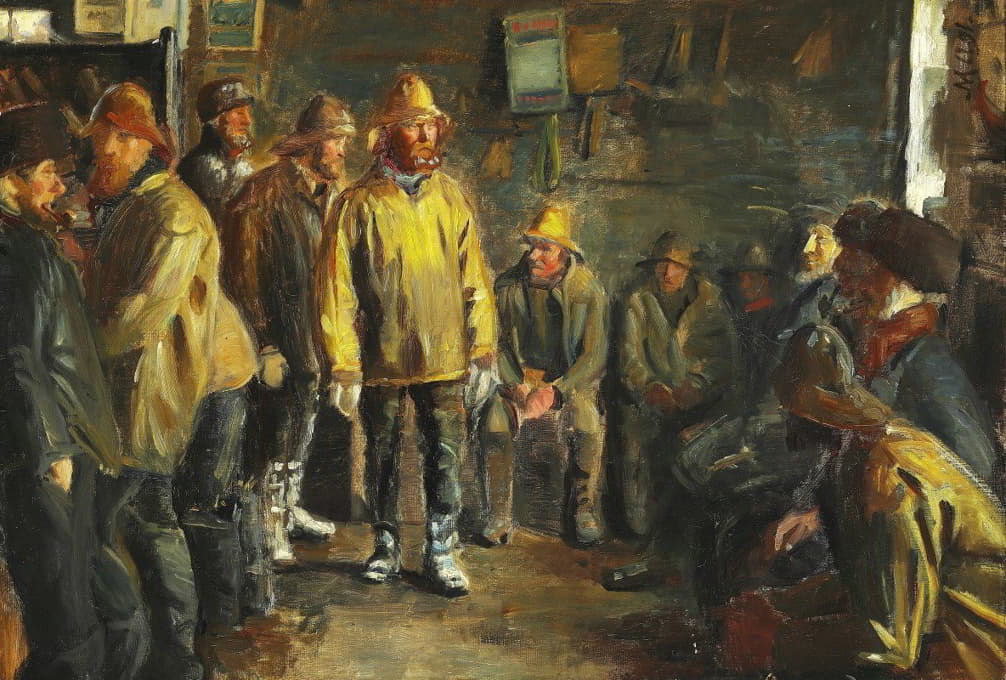 Michael Ancher - I købmandens bod en vinterdag når der ikke fiskes