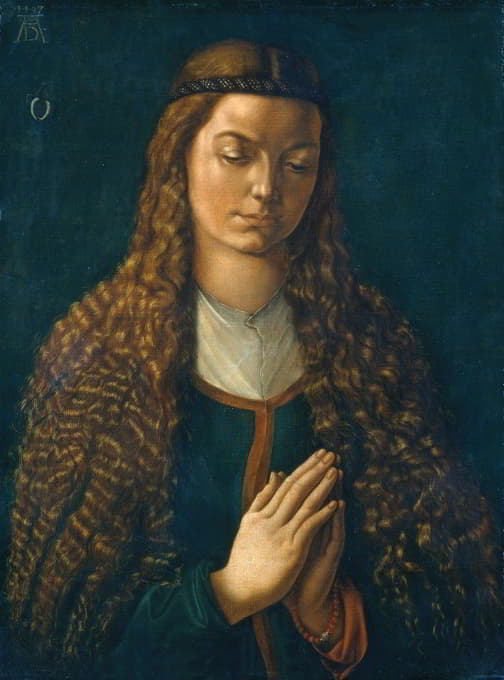 一位头发垂下的年轻女子的肖像