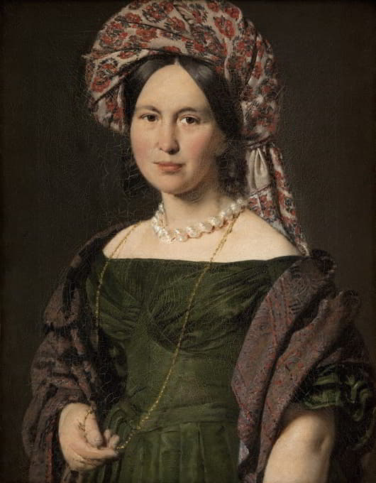 凯瑟琳·詹森，née Lorenzen，这位艺术家戴着头巾的妻子