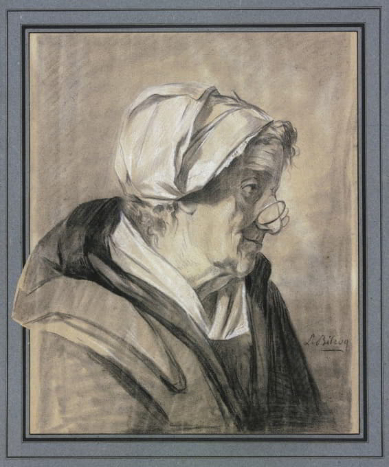 Louis-Marc-Antoine Bilcoq - Alte Frau im Profil, nach rechts schauend