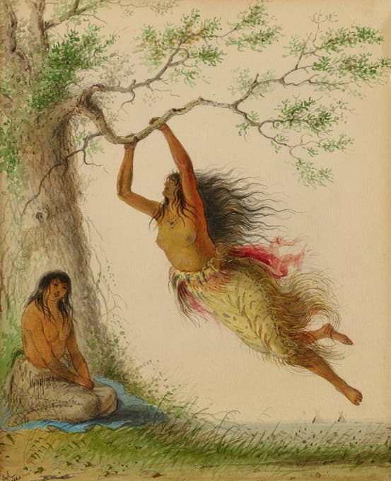 Alfred Jacob Miller - Indian Girls Swinging