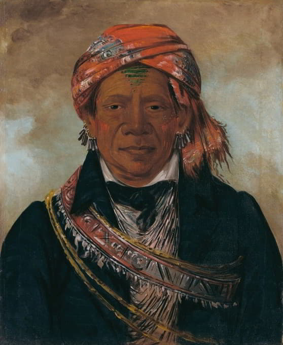 George Catlin - Bód-A-Sin, Chief of The Tribe