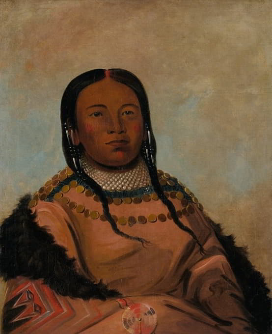 George Catlin - Wi-Lóoh-Tah-Eeh-Tcháh-Ta-Máh-Nee, Red Thing That Touches In Marching, Daughter of Black Rock