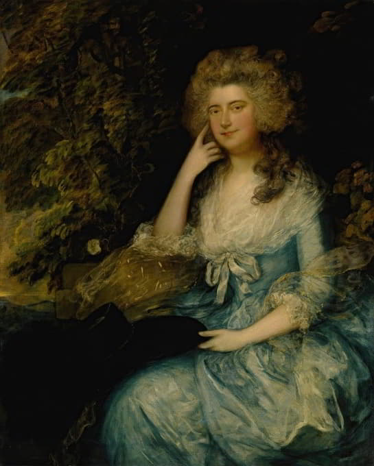 威廉·坦南特夫人，安妮·玛丽·怀尔德，坐在风景中