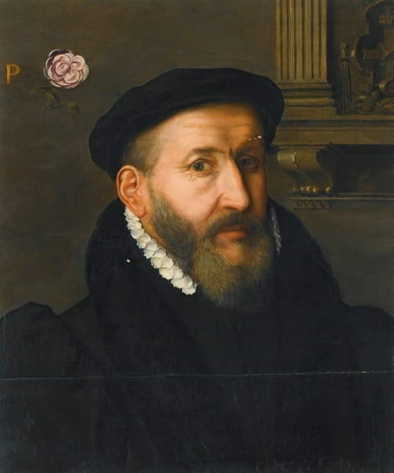 Circle of Willem Key - Portrait Of A Gentleman Wearing A Black Beret And A White Collar