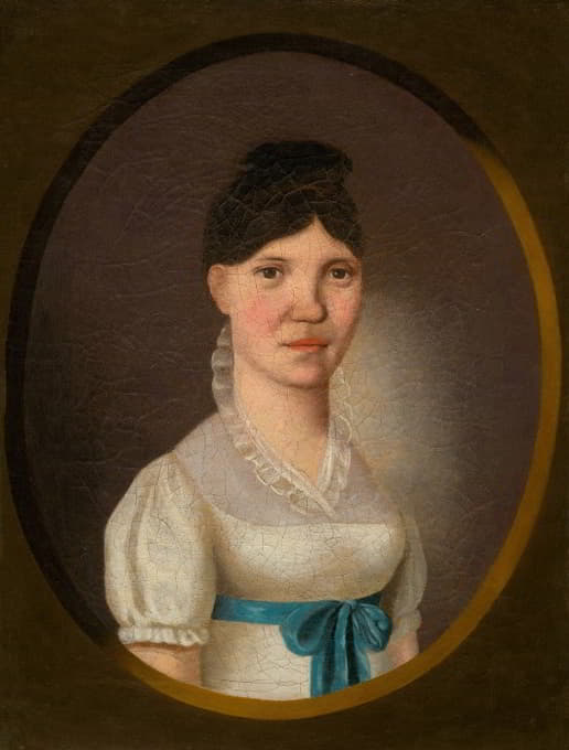 Jozef Czauczik - Portrait of a Young Woman in a White Dress
