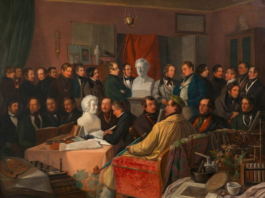 Anton von Perger - Das Treffen der Künstler- und Gelehrtengesellschaft ‘Concordia’ im Atelier des Malers Anton Ritter von Perger