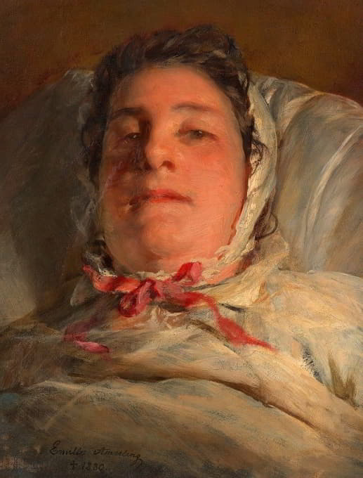 Friedrich von Amerling - Emilie Amerling, geb. Heinrich auf dem Krankenbett (3. Frau des Künstlers)