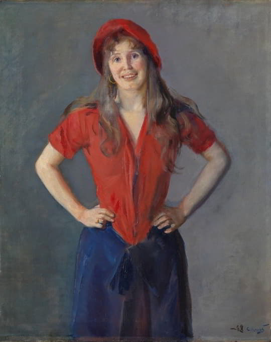 画家奥达·克罗赫的肖像，b·拉森