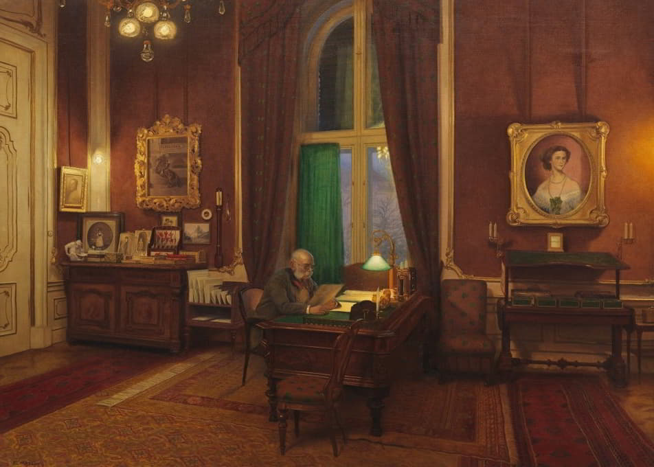 弗朗茨·约瑟夫一世皇帝在舍恩堡的书房里