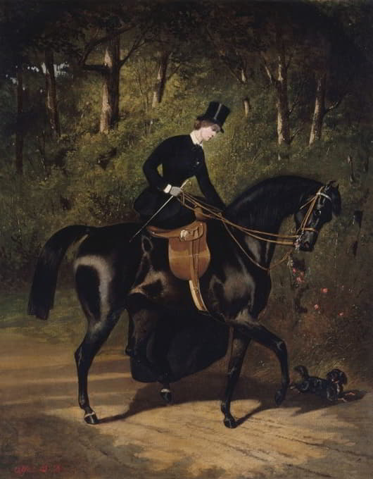 Alfred De Dreux - L’écuyère Kippler sur sa jument noire