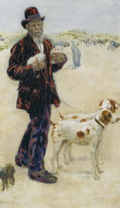 Jean François Raffaëlli - Man walking dogs