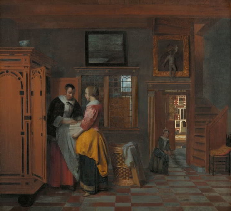 Pieter De Hooch - Interior with Women beside a Linen Cupboard