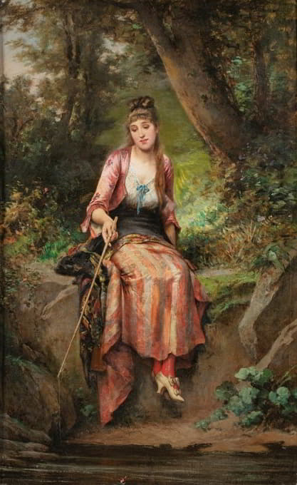 Adrien de Boucherville - A young woman fishing
