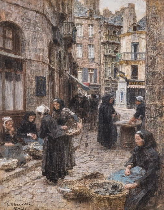 Léon Augustin Lhermitte - Le marché aux poissons, St. Malo