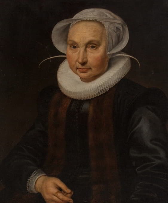 Circle of Cornelis Pietersz. van der Voort - Portrait of Anna Jacobsdr. Blaeu, wife of Cornelis Pietersz. Hooft